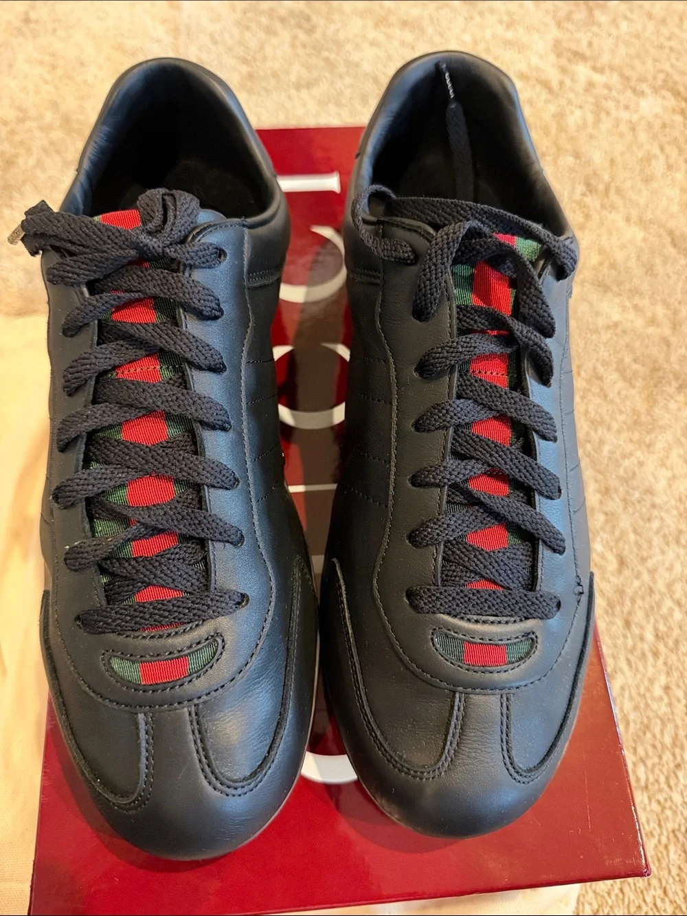 🔥Gucci Men's Black Shift Leather Low-Top Sneakers🔥